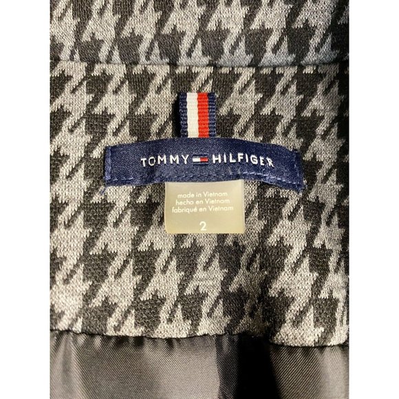 Tommy Hilfiger Houndstooth Blazer Size 2 Elbow Patch Classic Fit Mid Length - Picture 4 of 14